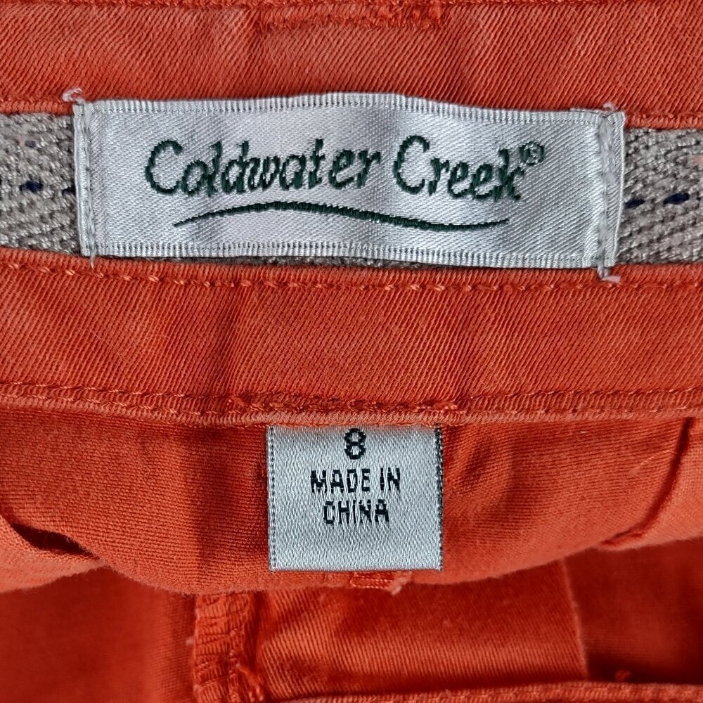 Coldwater Creek Women's Orange Cotton Capri Pants With Pockets Size 8 - Picture 9 of 11